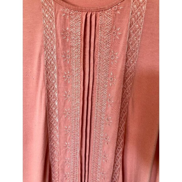 Adrianna Papell Embroidered Sharkbite Top Rose Pink Womens Medium Flowy Career - Picture 3 of 7